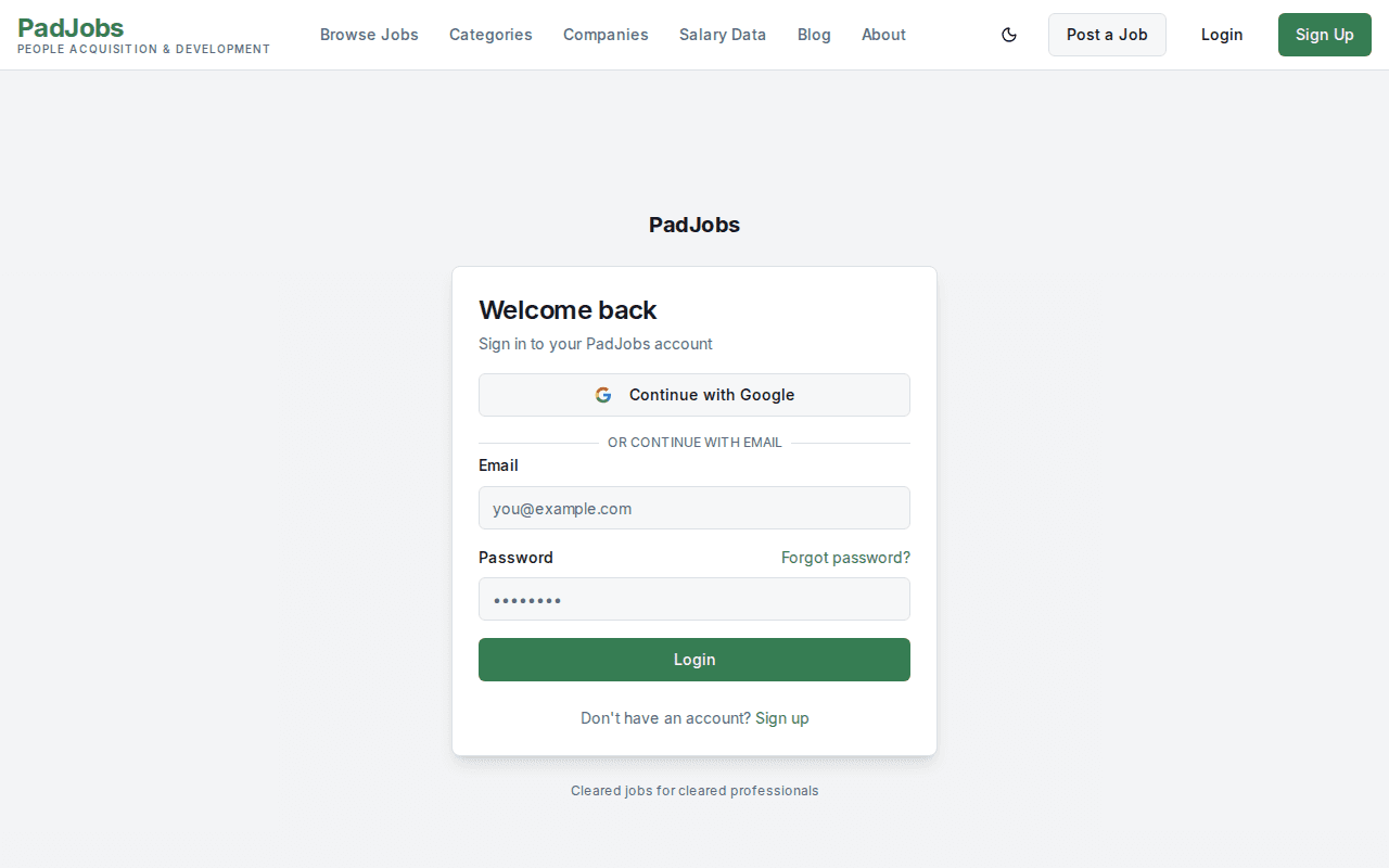 padjobs.com candidate search